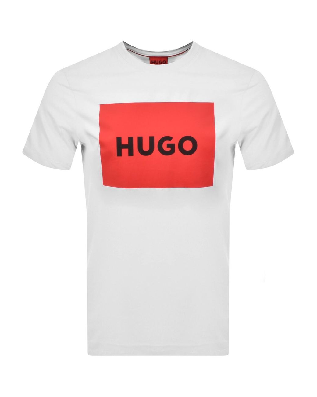 HUGO White Dulive Crew Neck T Shirt for men