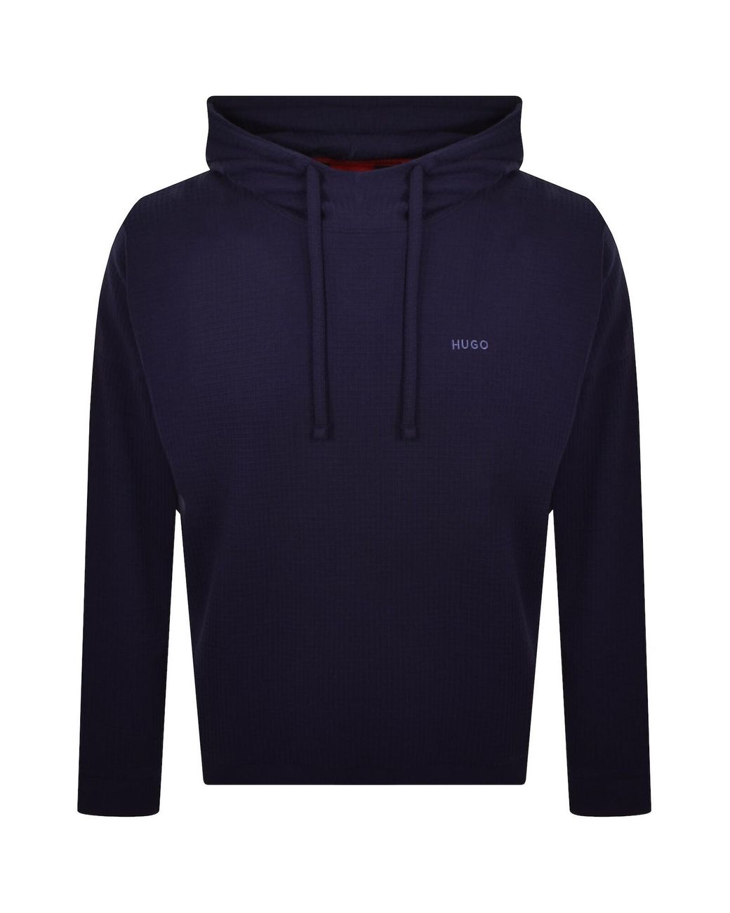HUGO Blue Austin Waffle Hoodie for men