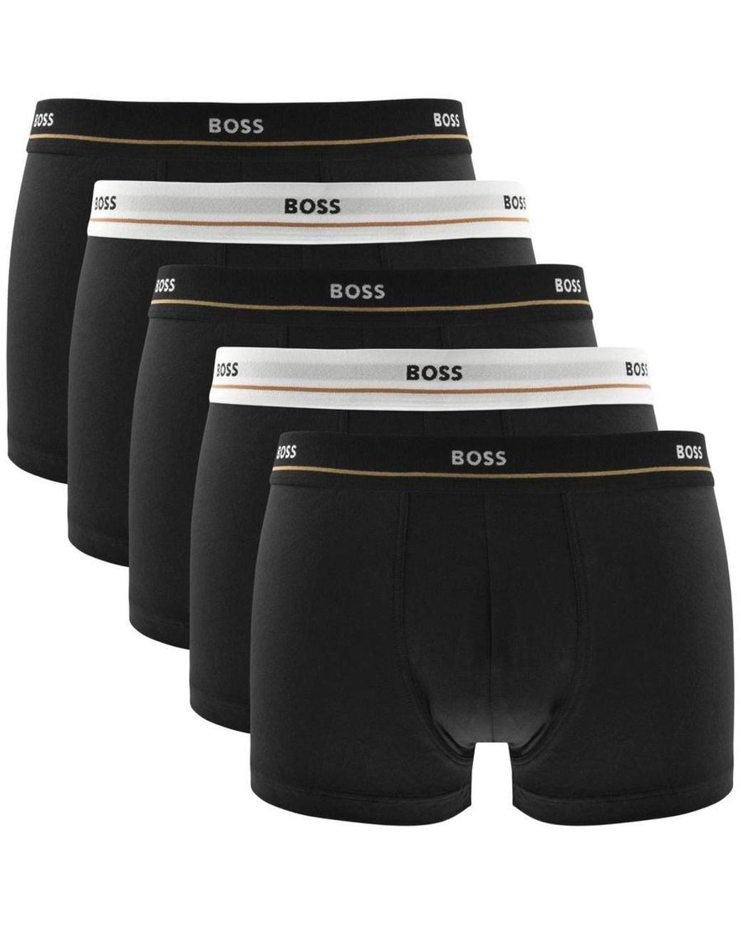 BOSS BUSINESS Black Boss Underwear 5 Pack Trunks for men