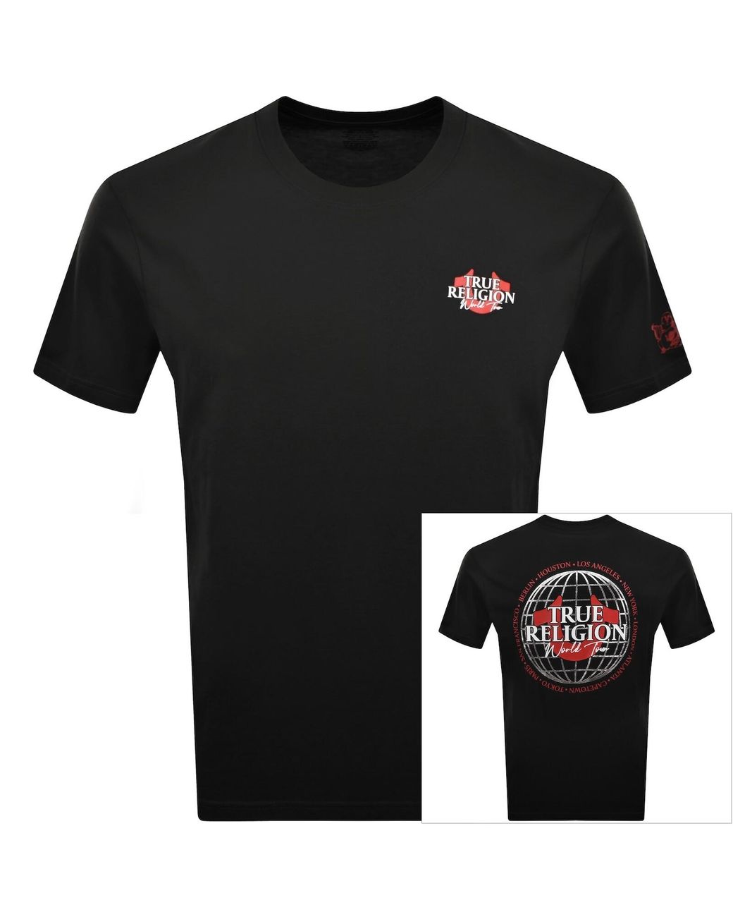 True Religion Black World Tour T Shirt Jet for men