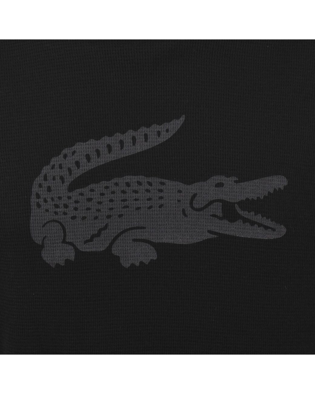 Lacoste Black Lounge Waffle Hoodie for men