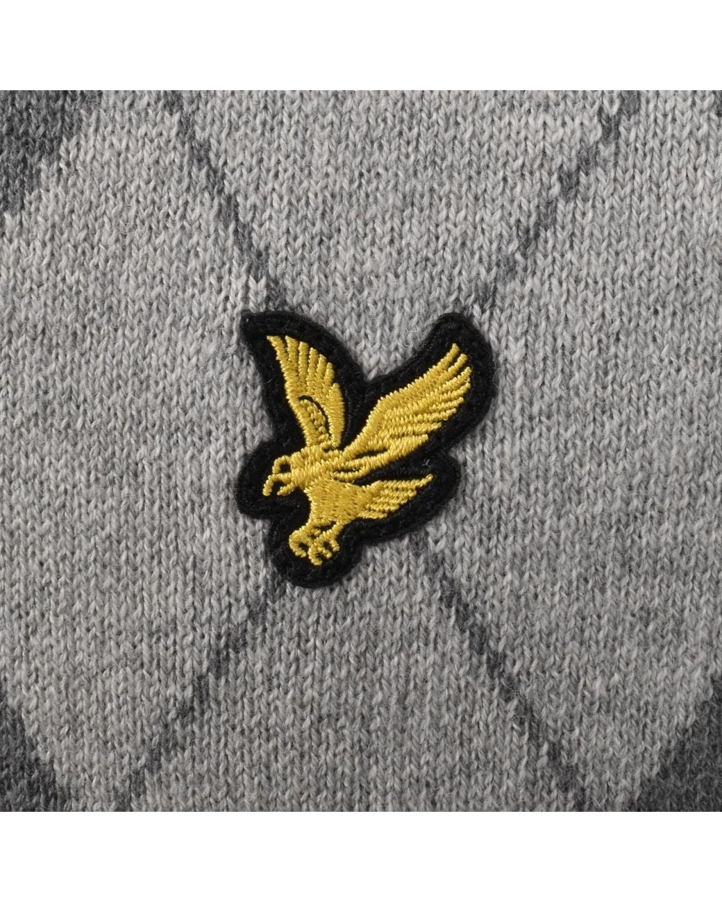 Lyle & Scott Gray Argyle Knitted Jumper for men