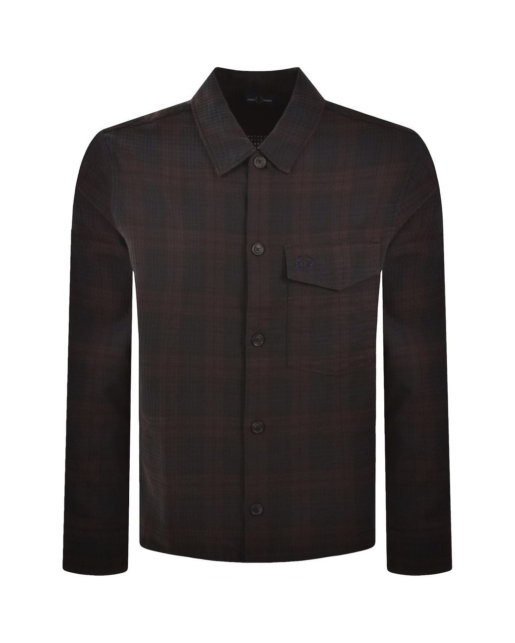 Fred Perry Black Textured Check Overshirt for men