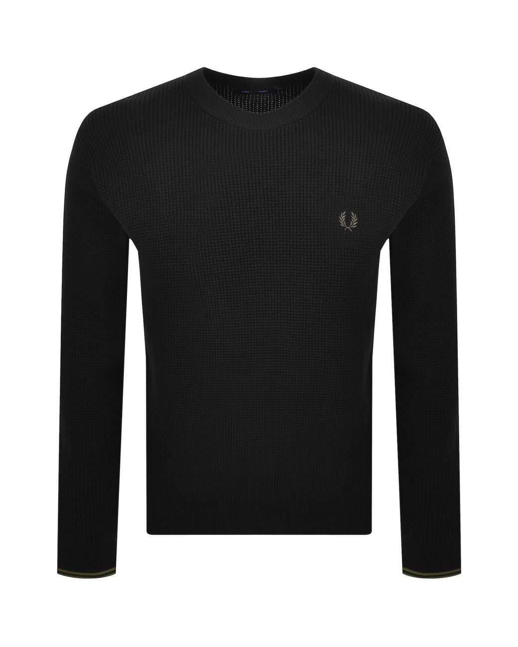 Fred Perry Black Waffle Stitch Knit Jumper for men