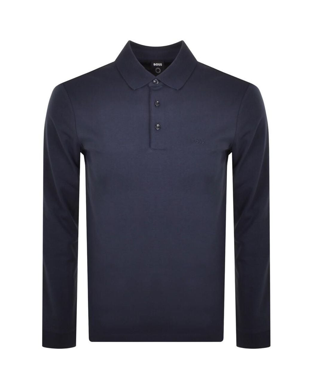 BOSS BUSINESS Blue Boss Pado 30 Long Sleeved Polo T Shirt for men