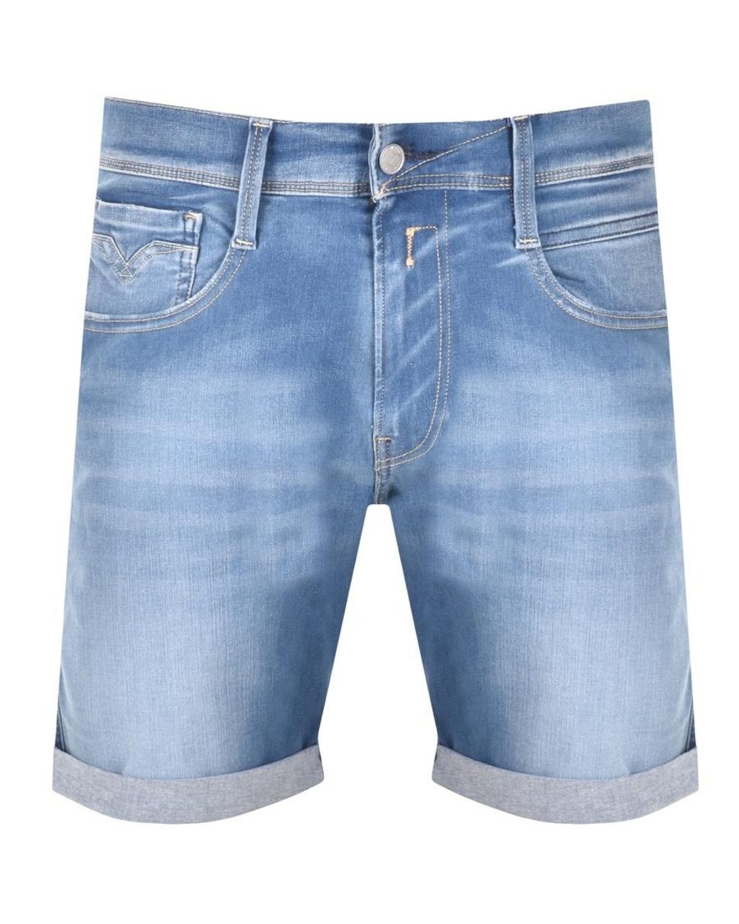 REPLAY MEN'S ANBASS 5 POCKET SHORTS IN ICE BLUE // BNWT // 