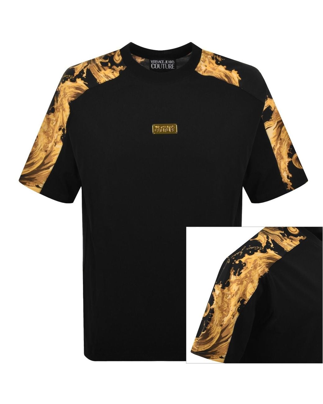 Versace Jeans Black Couture Contrast Print T Shirt for men