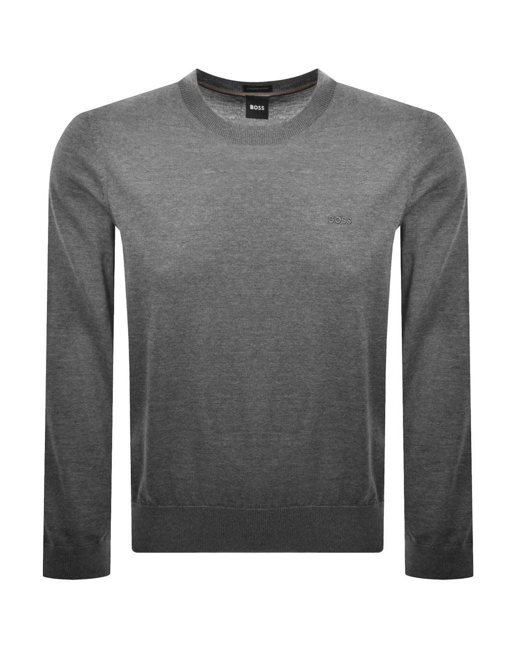 BOSS BUSINESS Gray Boss Leno Merino Wool Knit Jumper for men