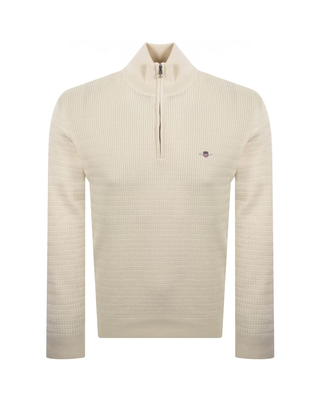 Gant Natural Cable Knit Half Zip Jumper for men