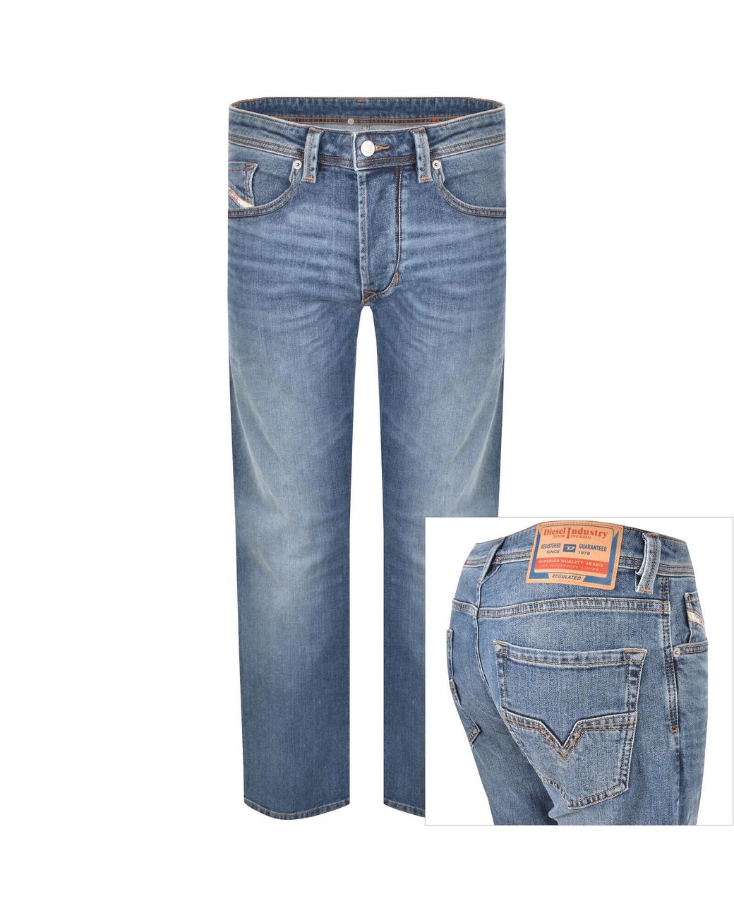 DIESEL Blue Larkee Light Wash Regular Fit Jeans for men