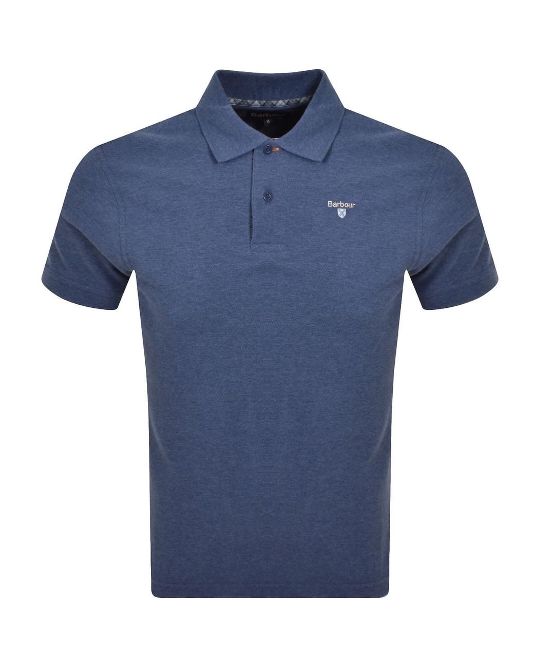 Barbour Blue Tartan Pique Polo T Shirt for men