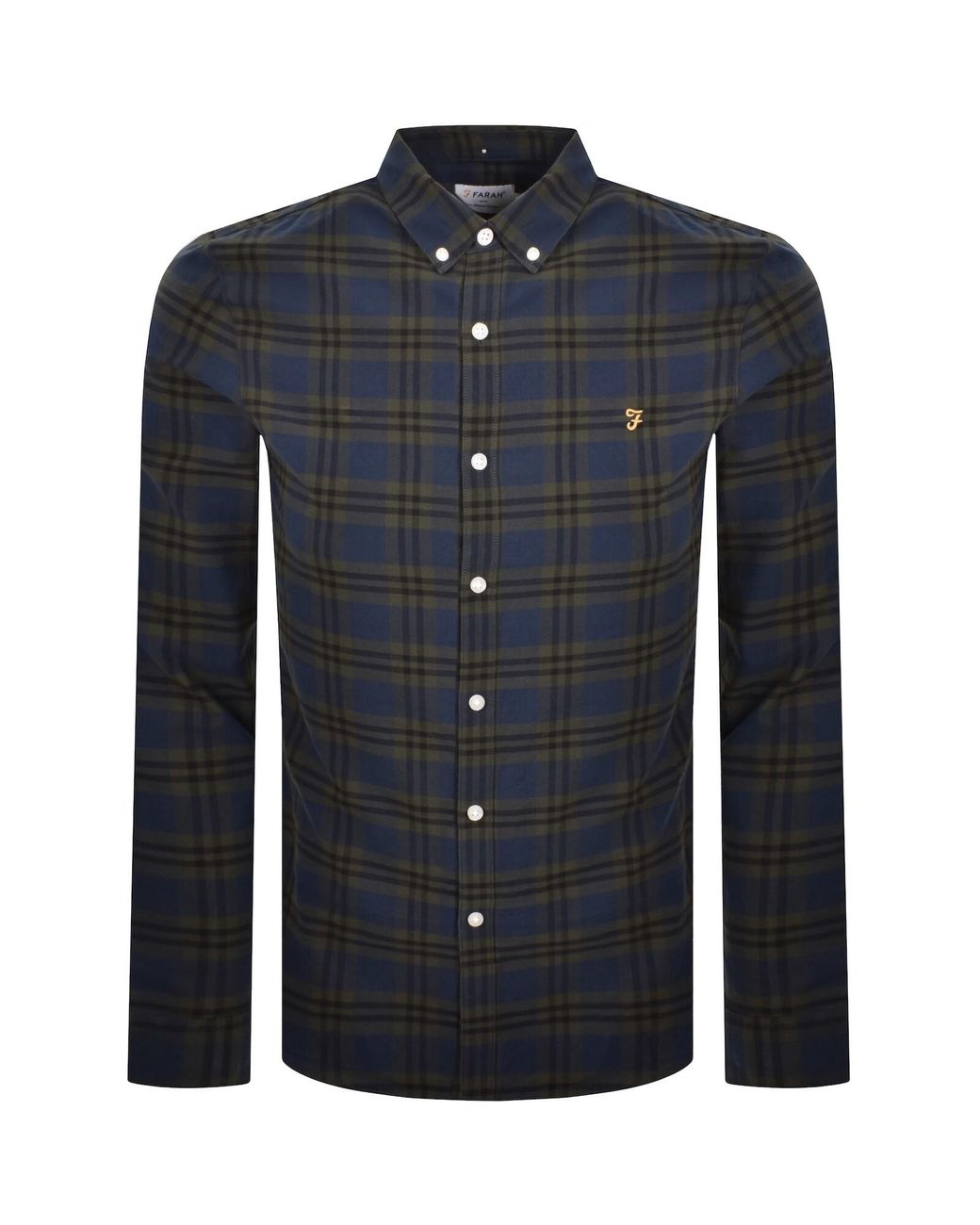Farah Blue Farah Brewer Check Shirt Evergreen for men