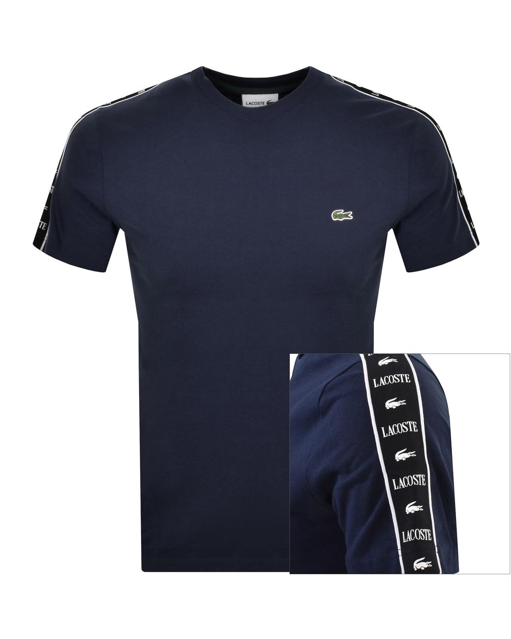 Lacoste ラコステ ◆ Tape T-Shirt ロゴ テープ Tシャツ Lacoste Tape Logo Crew Neck T Shirt in Blue for Men | Lyst