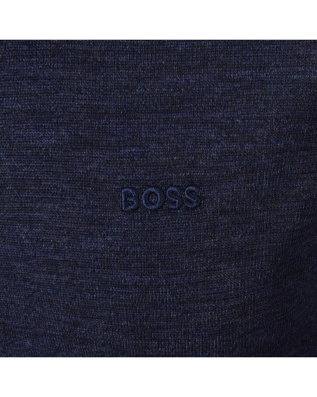 BOSS BUSINESS Blue Boss Leno Merino Wool Knit Jumper Dark for men