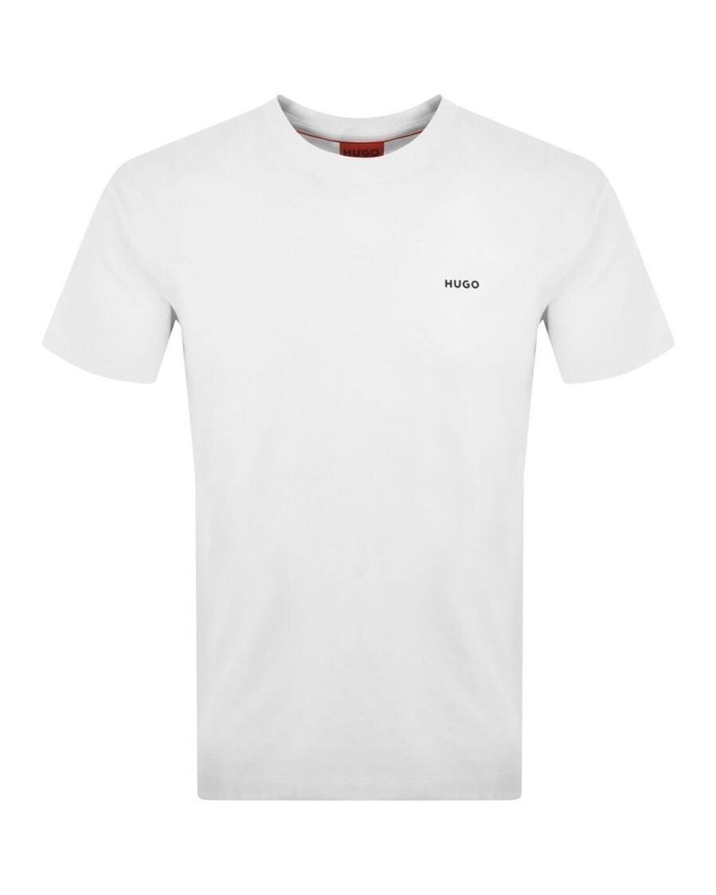 HUGO White Dero222 Crew Neck Short Sleeve T Shirt for men