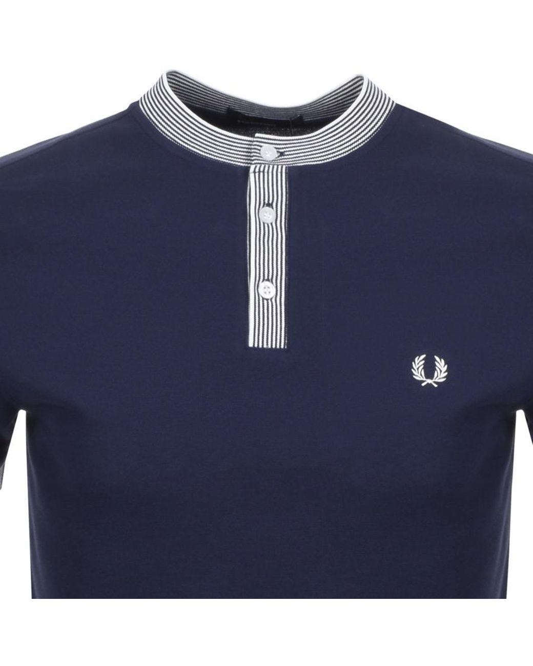 Fred Perry Henley Collar T Shirt Navy in Blue for Men Lyst UK