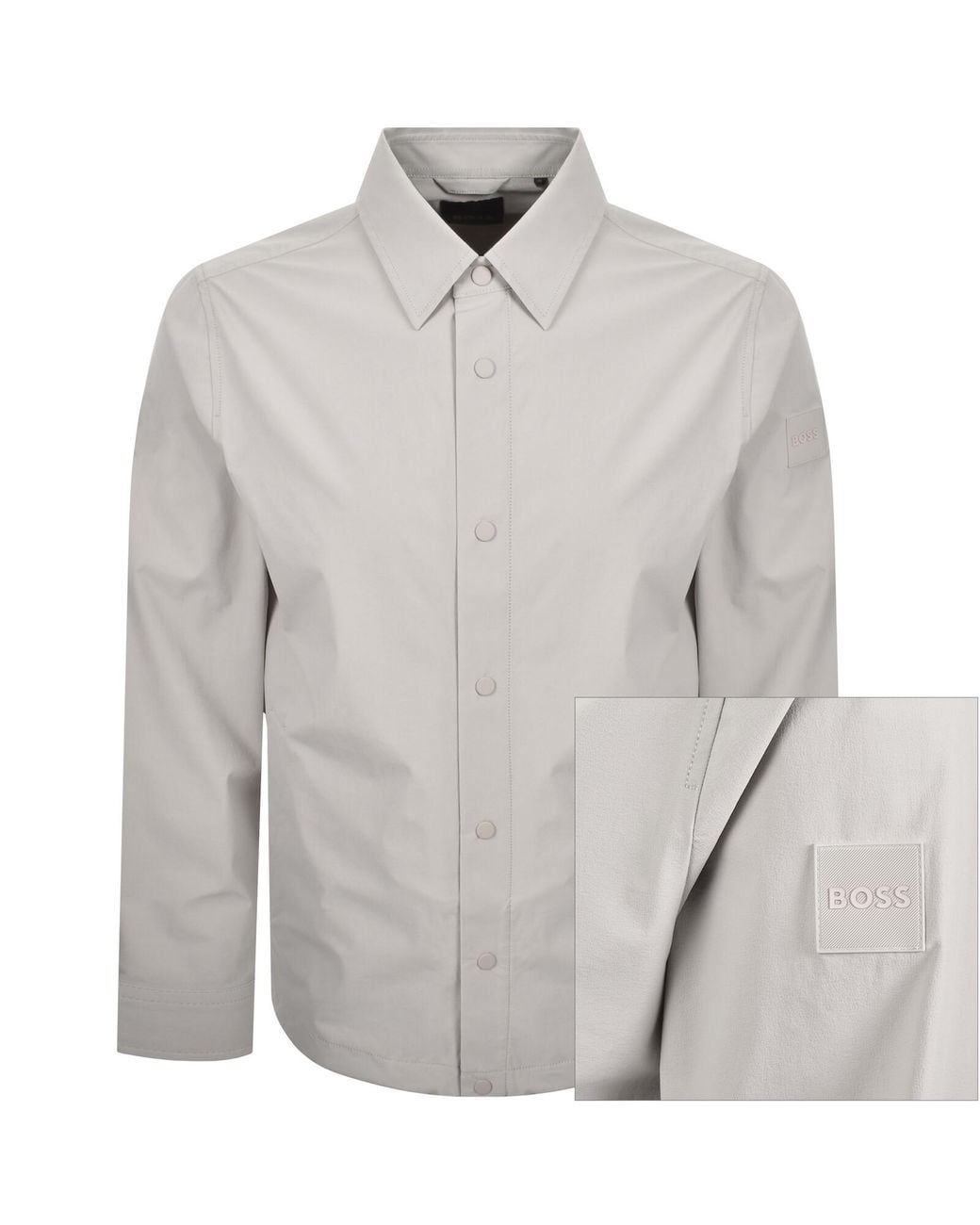 Boss Gray Boss Leldon Long Sleeved Overshirt for men