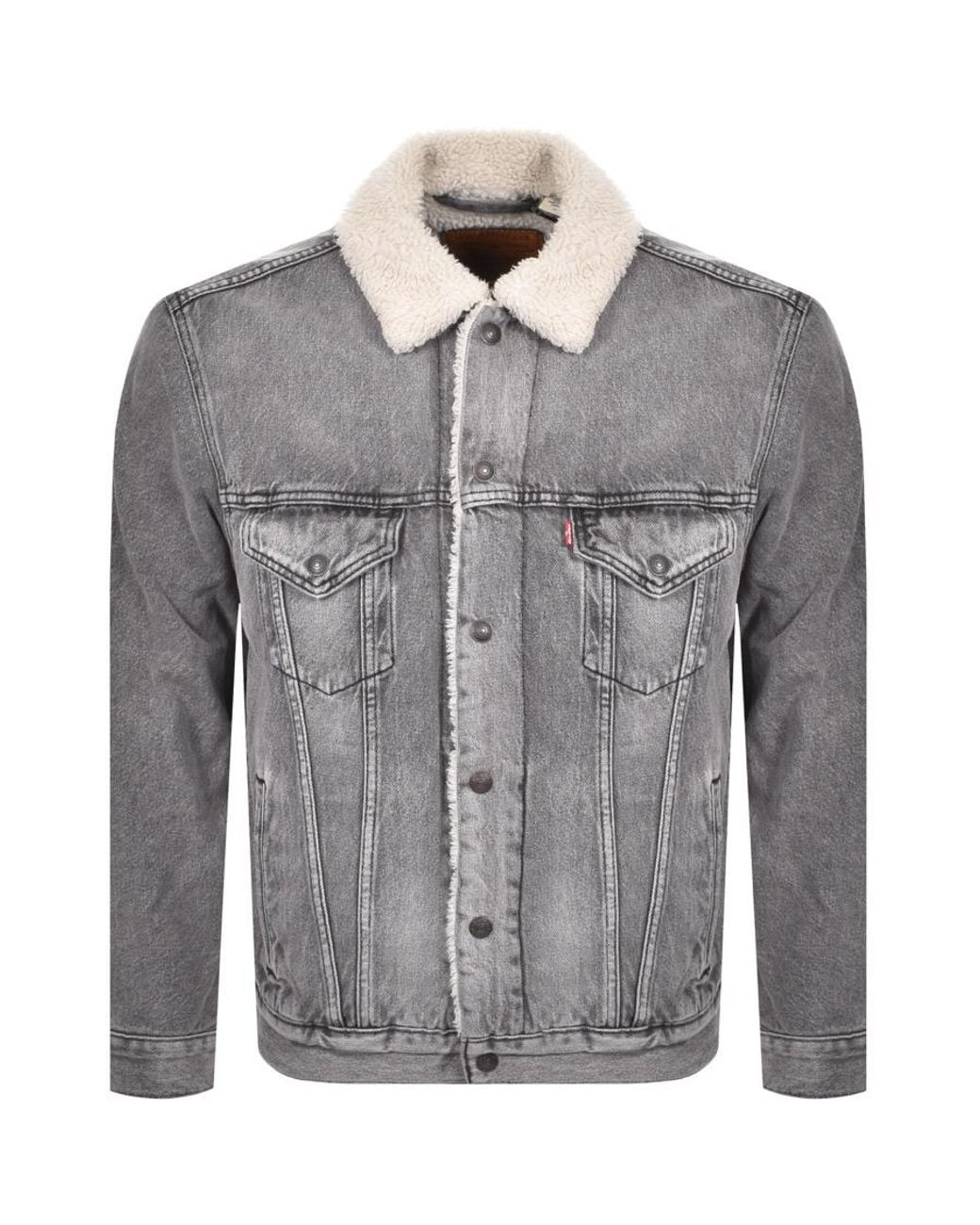 grey denim sherpa jacket