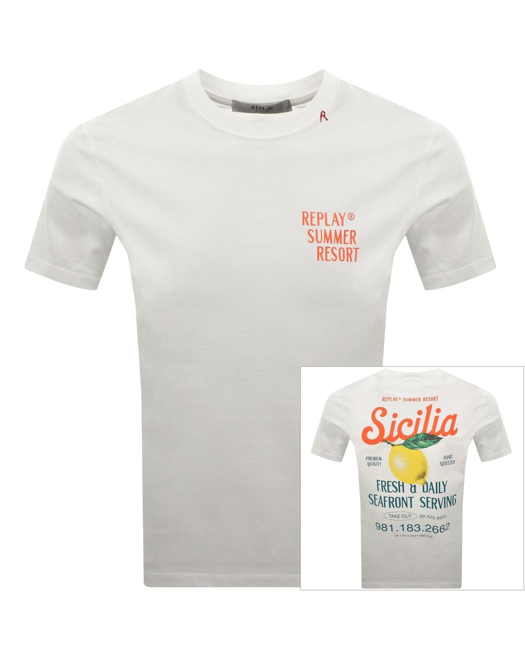 Replay White Graphic T Shirt for men