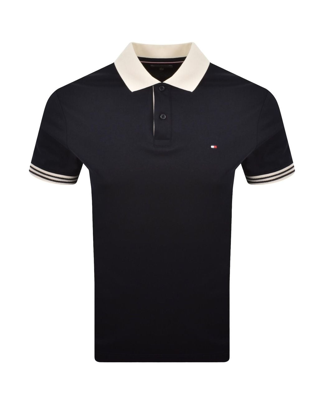Tommy Hilfiger Black Interlock Placket Detail Polo for men