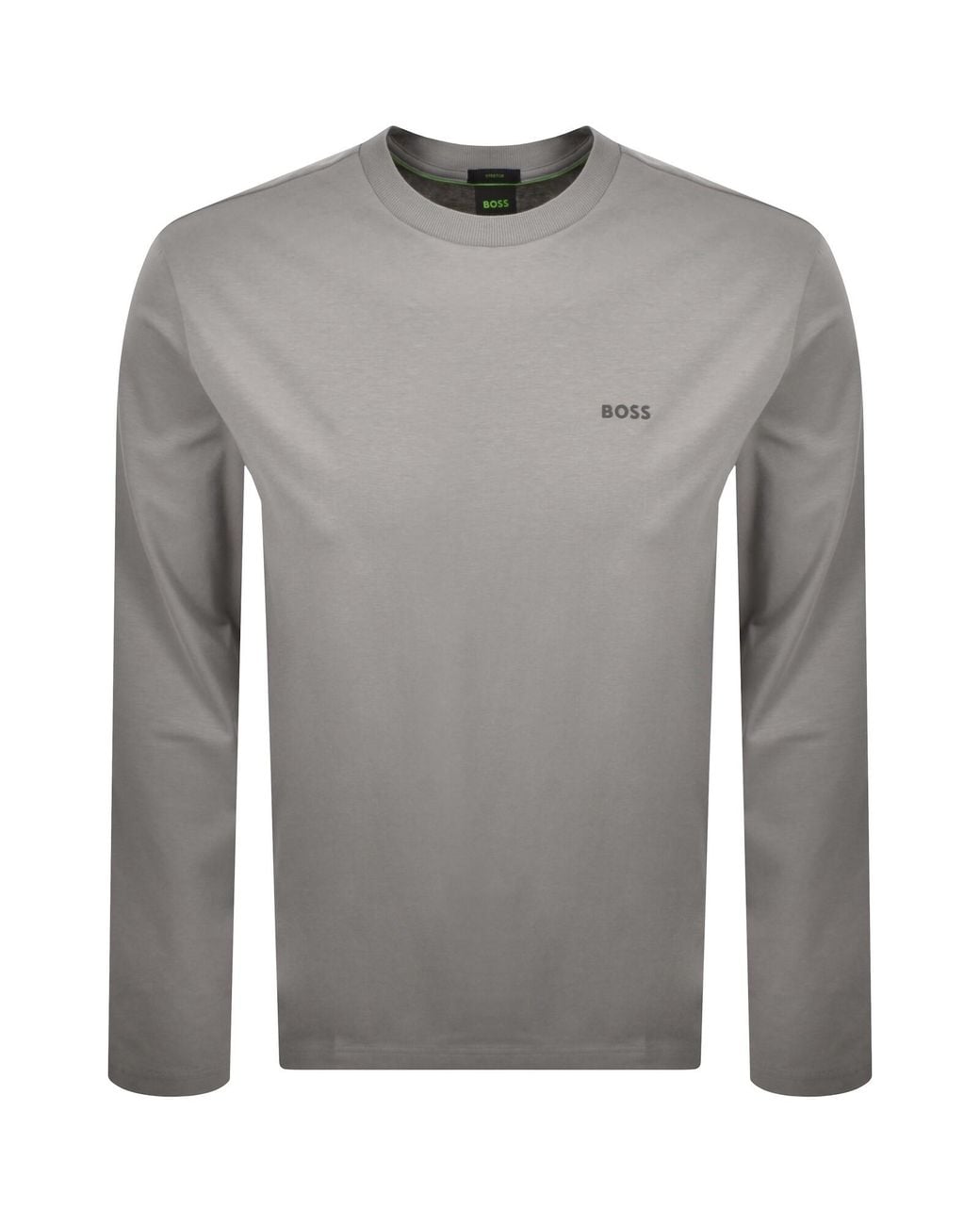 Boss Gray Boss Long Sleeved Stretch T Shirt for men