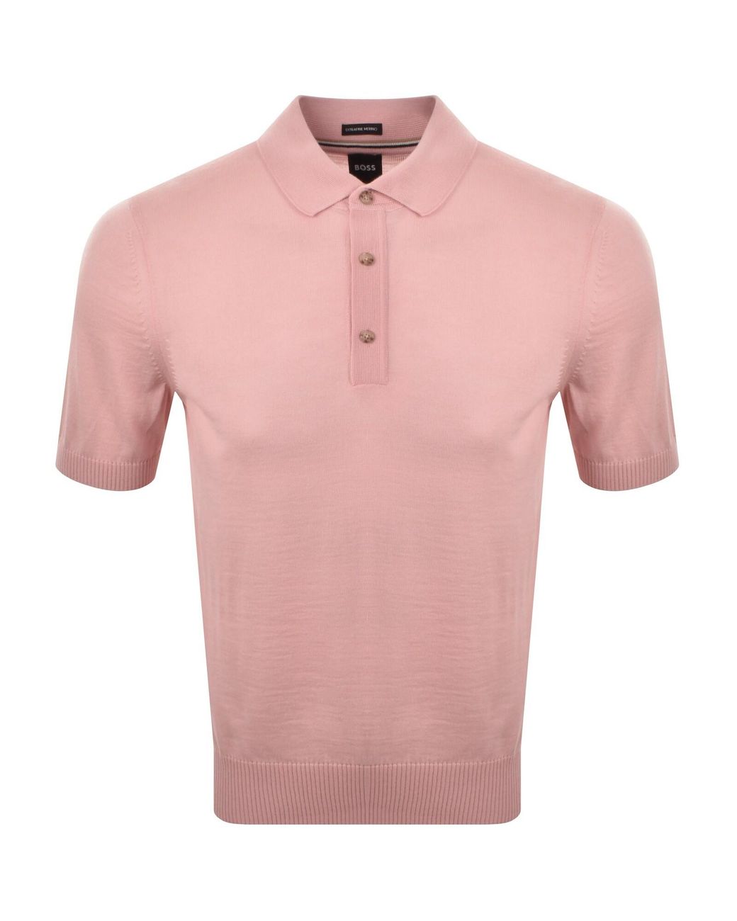 BOSS BUSINESS Pink Boss Extrafine Merino Wool Knit Polo for men