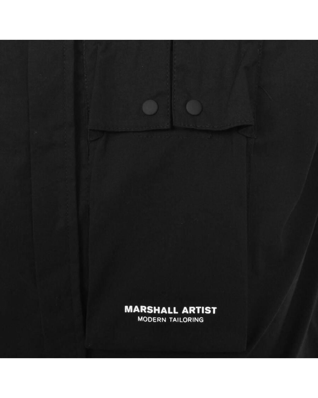 Marshall Artist Black Gaberdine Short Sleeve Shirt for men