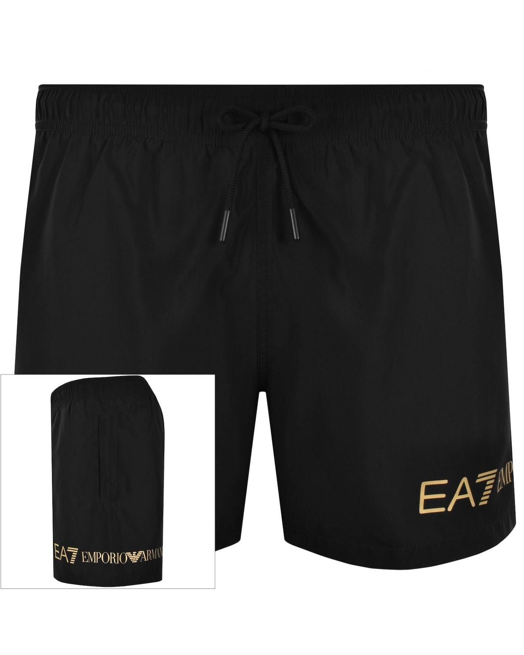 EA7 Black Emporio Armani Logo Swim Shorts for men