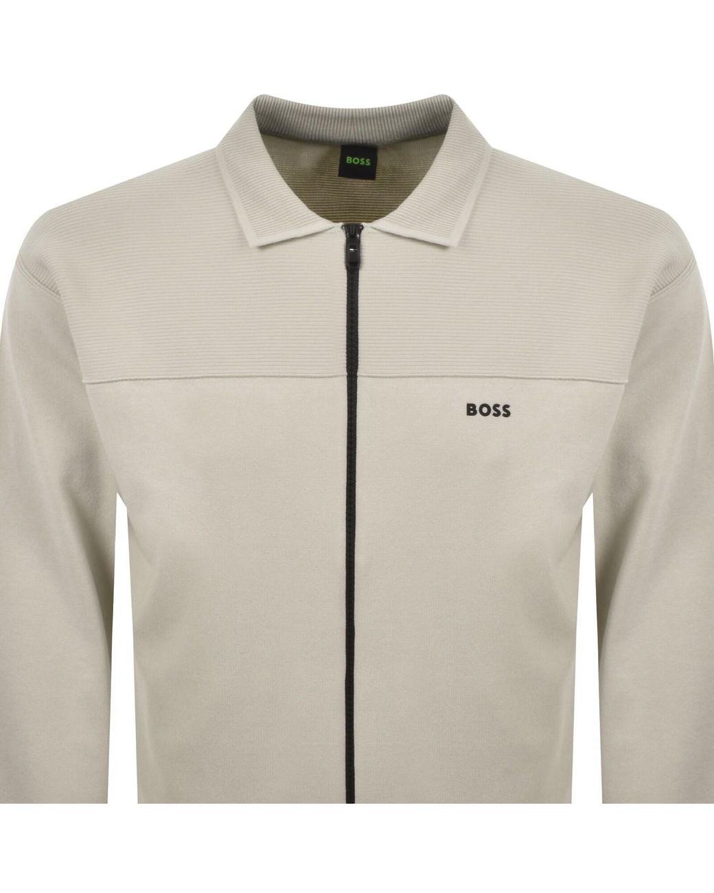 Boss Gray Boss Network Full Zip Knit Jumper for men