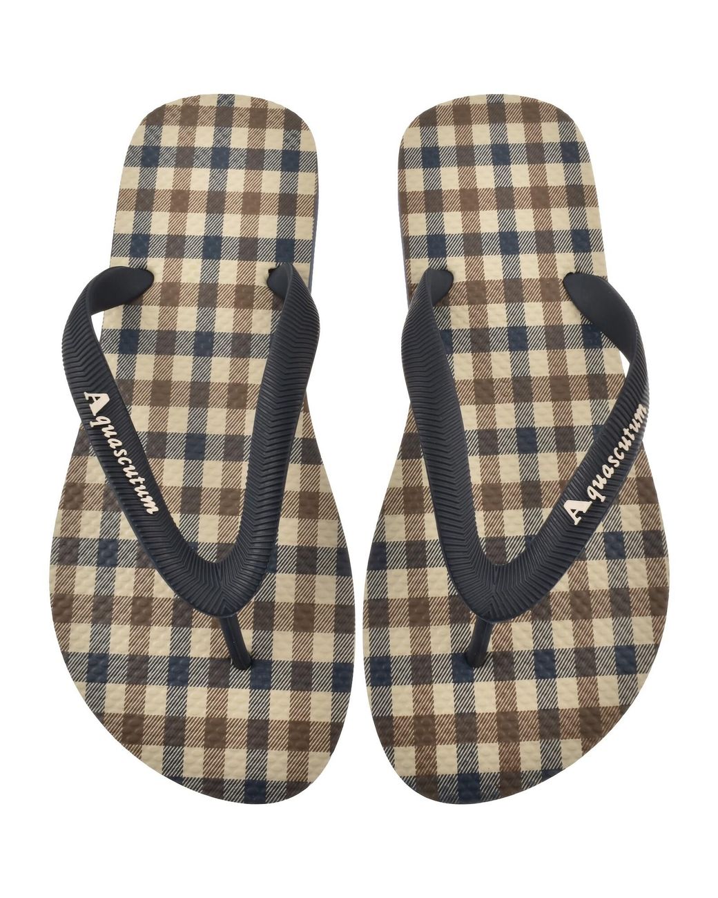 Aquascutum Brown Iconic Flip Flop Nvay for men
