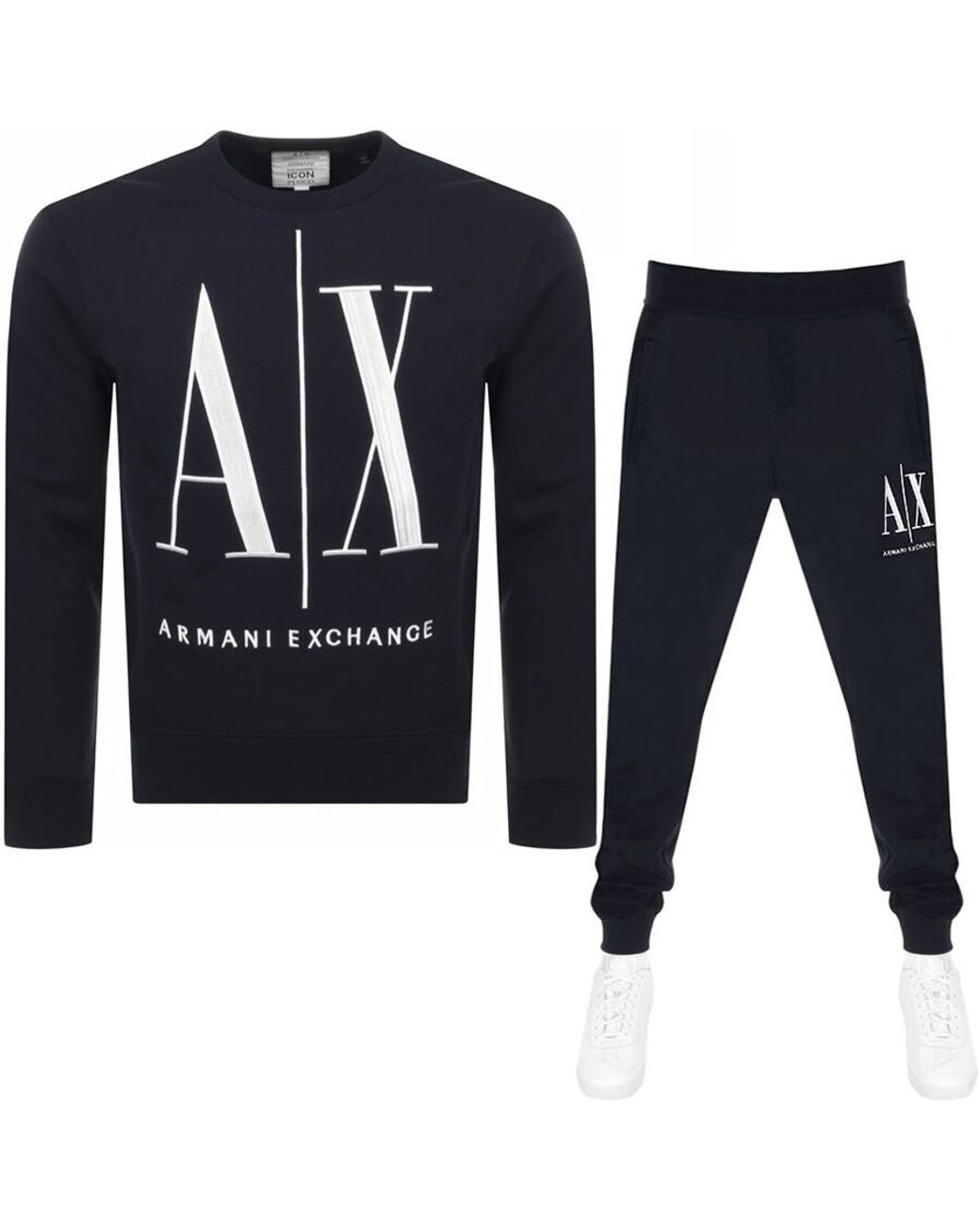 ARMANI EXCHANGE Crew Neck Logo Tracksuit in Blue for Men Lyst UK