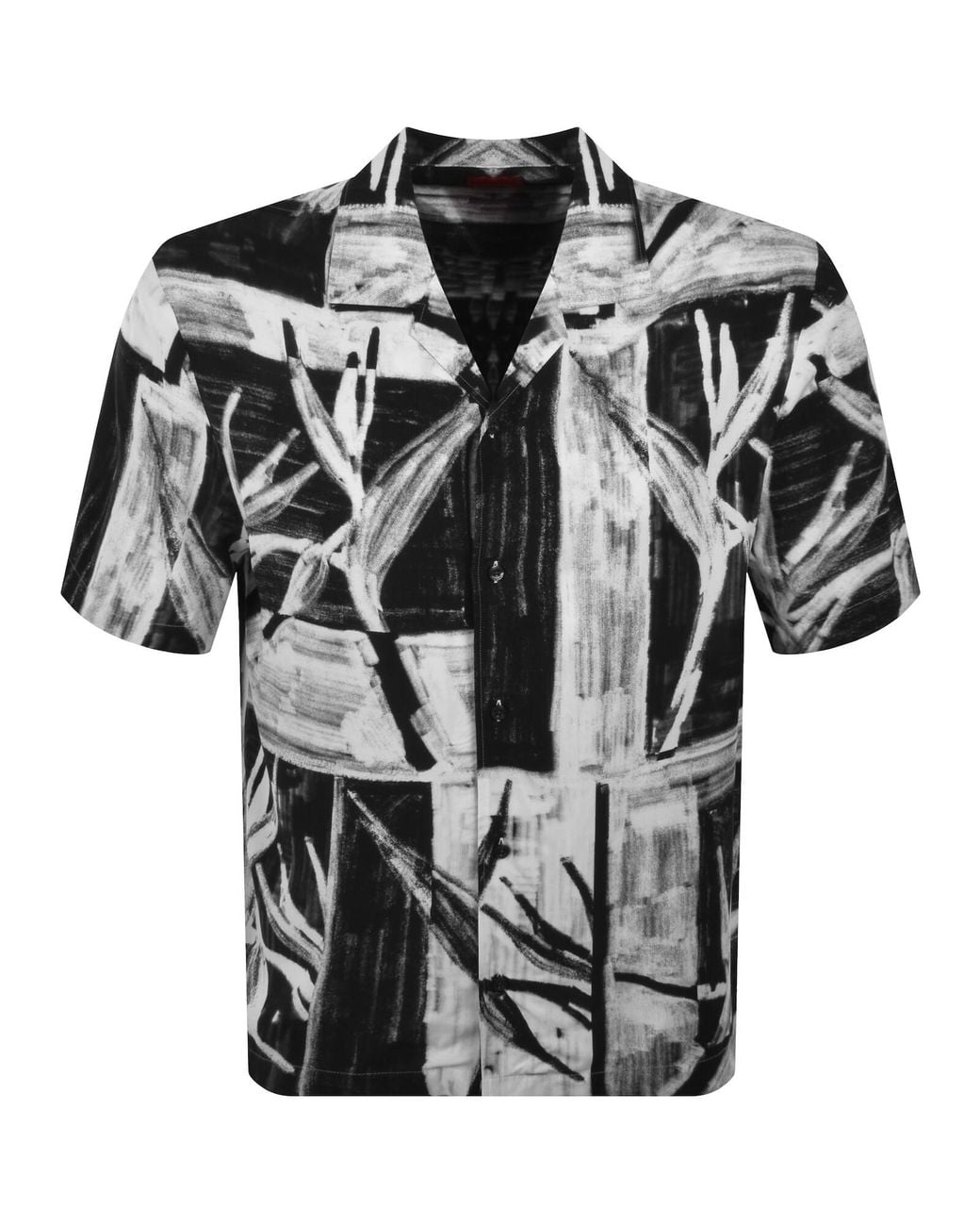 HUGO Black Exolino Relaxed Fit Patterned Shirt for men