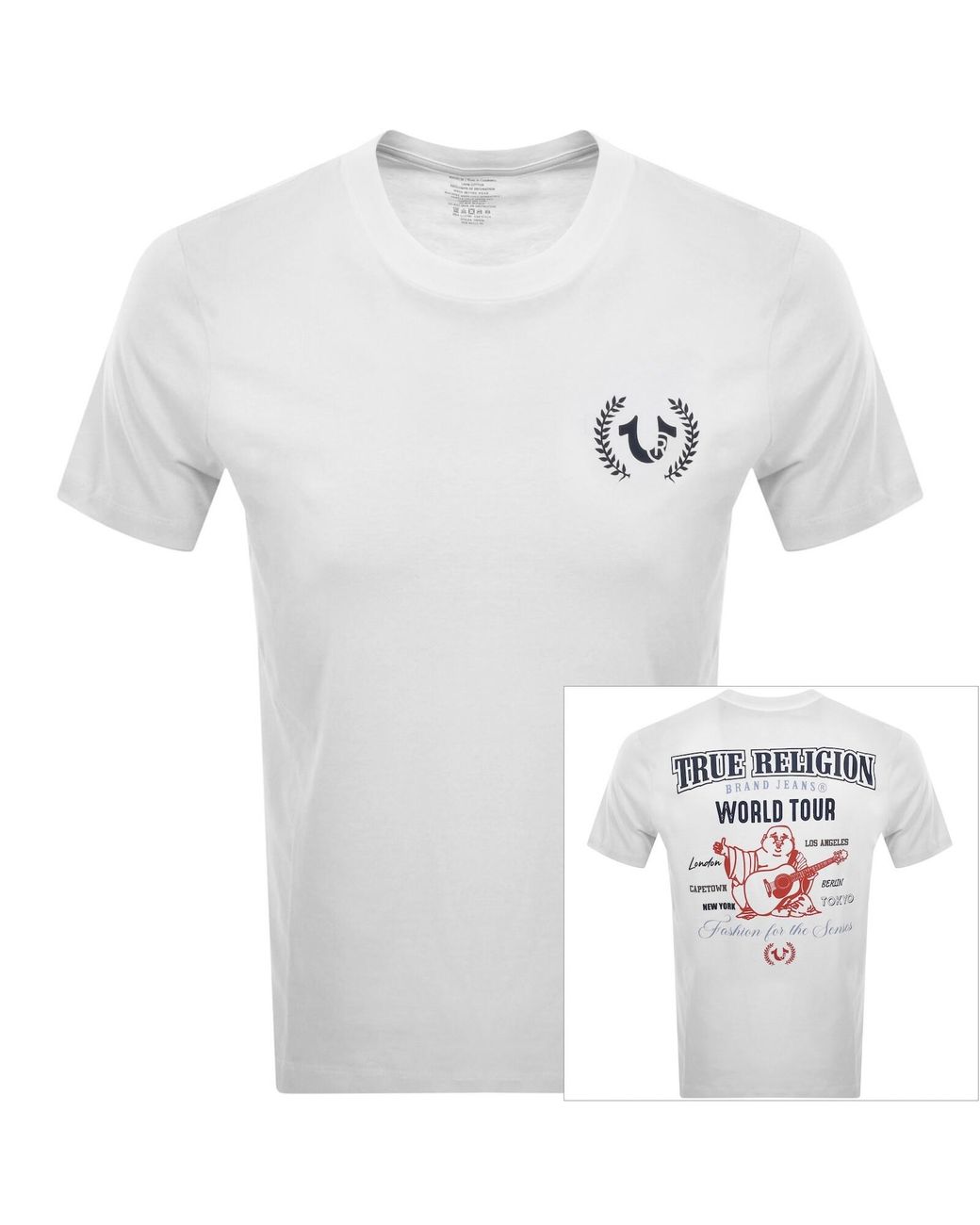 True Religion White Multi Overlap T Shirt for men