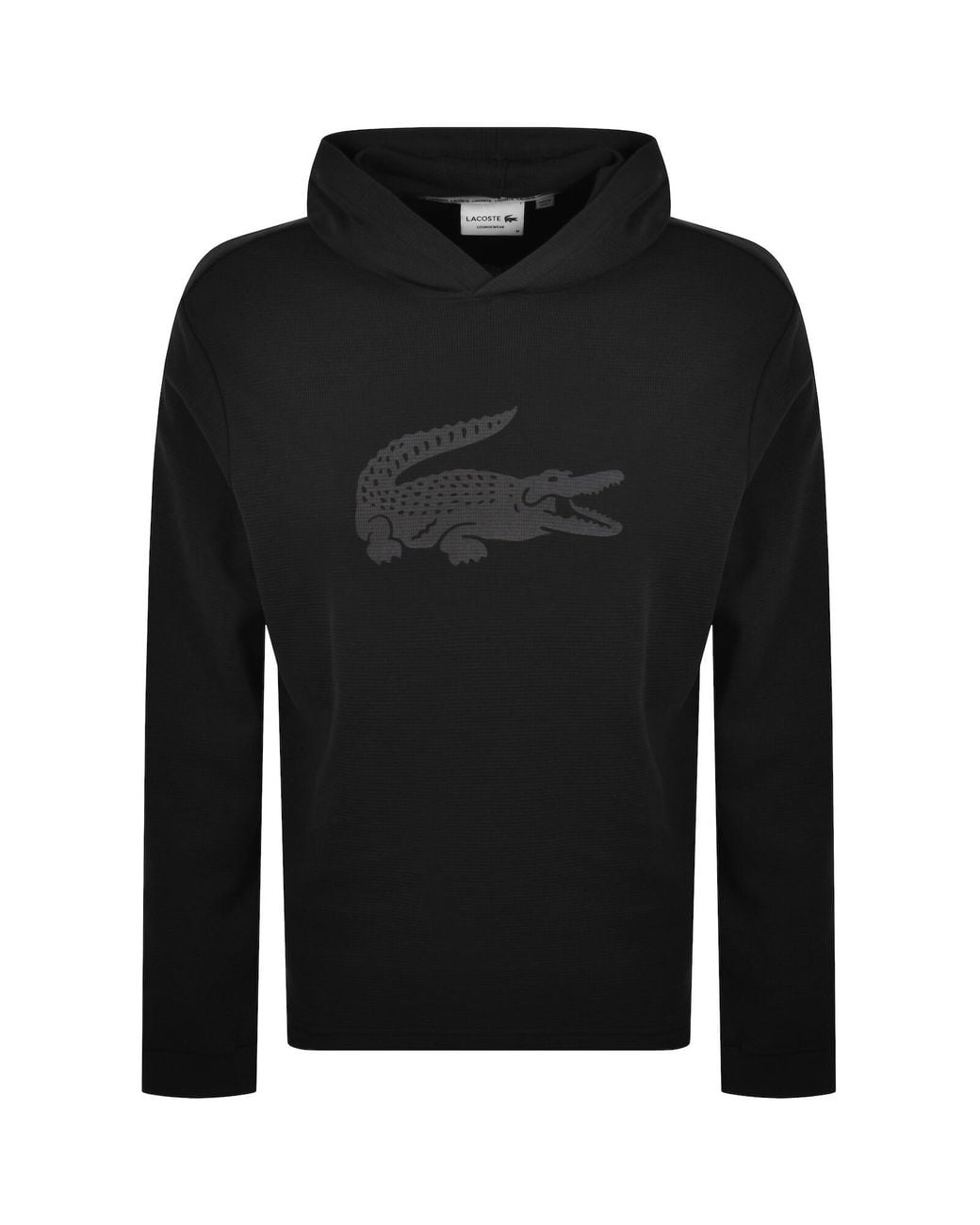 Lacoste Black Lounge Waffle Hoodie for men