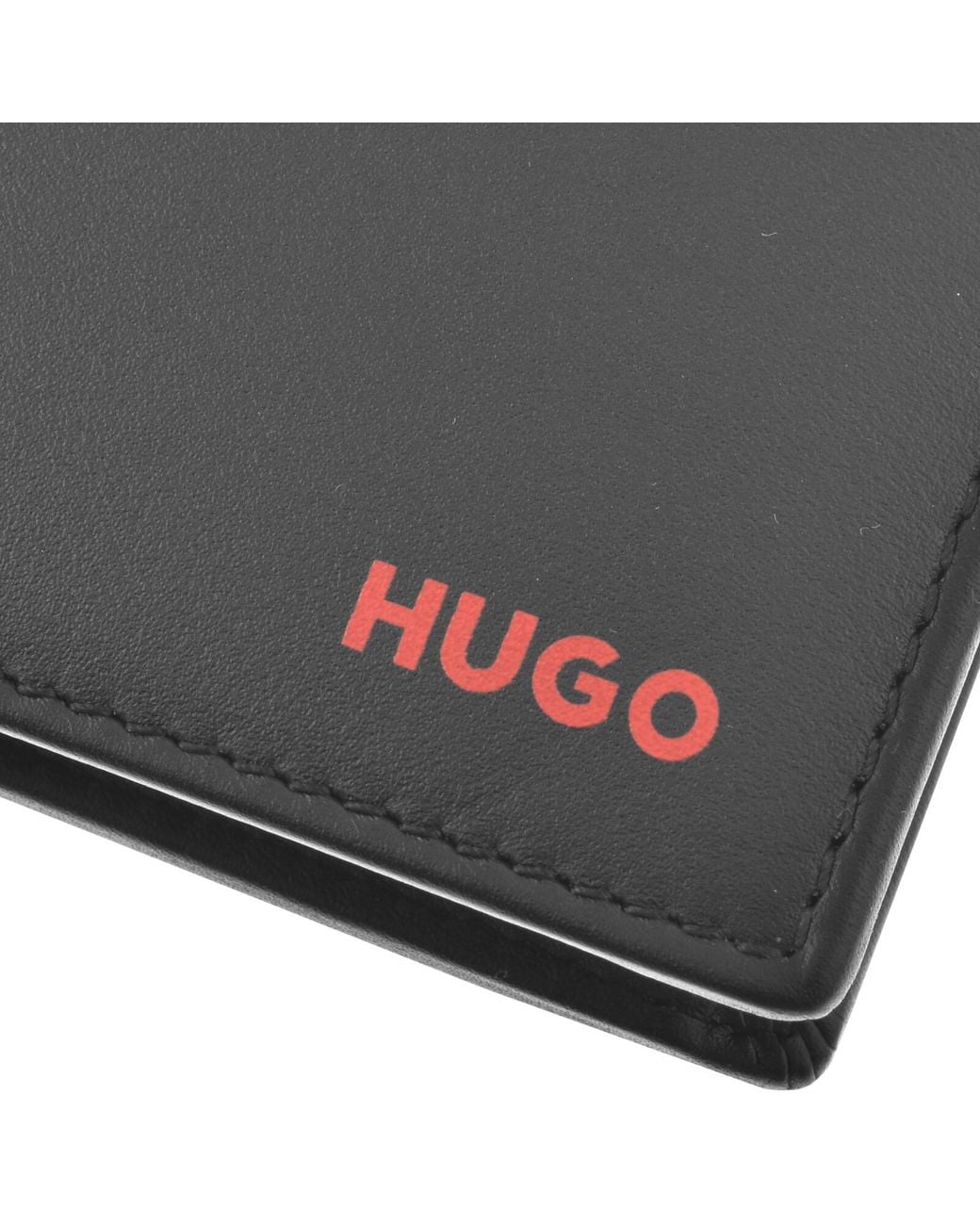 HUGO Black Tibby Folding Leather Wallet for men