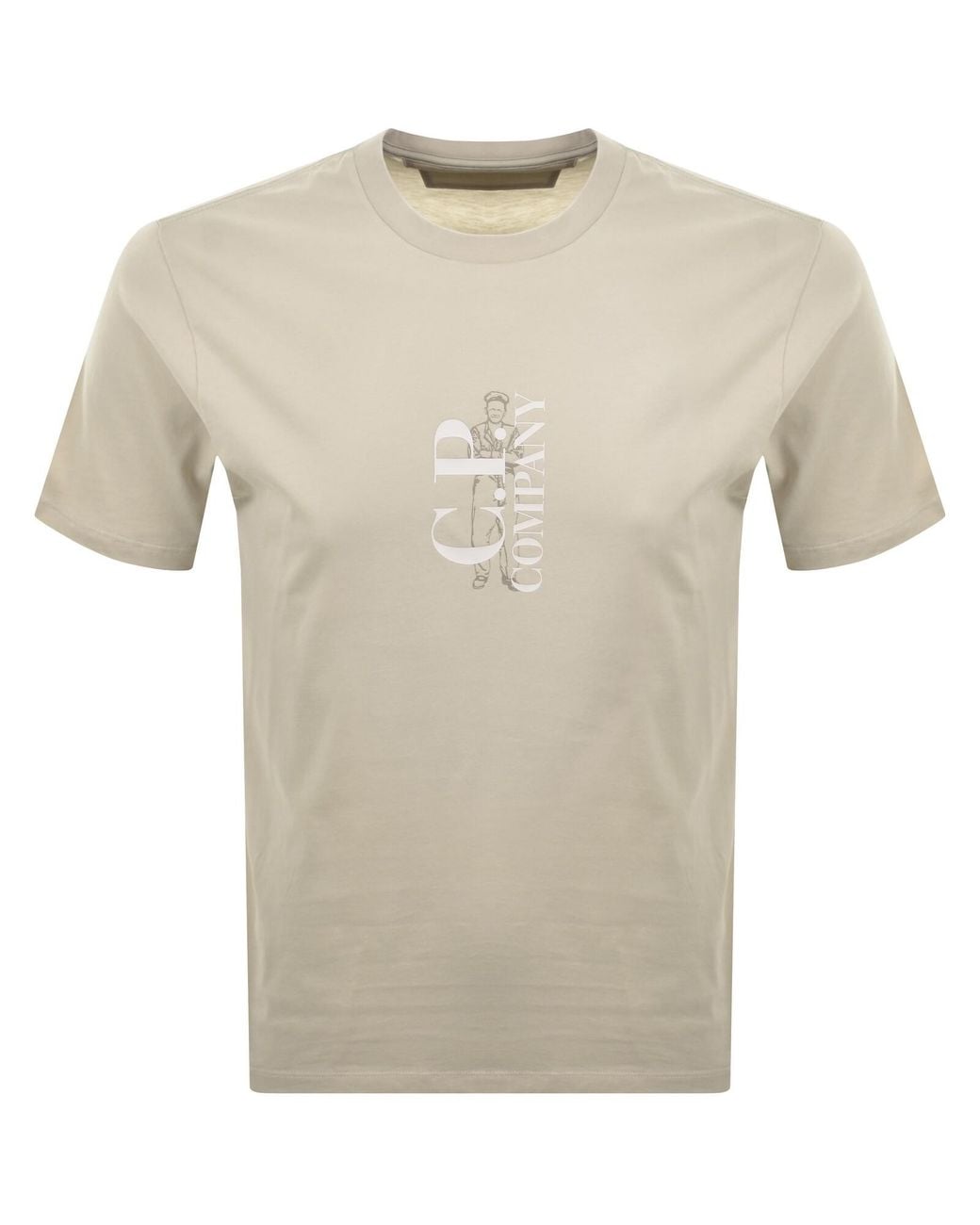 C P Company Natural Cp Company Vertical Logo T Shirt for men