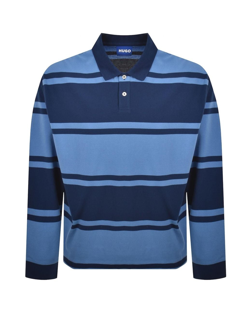 HUGO Blue Nistrico Long Sleeve Polo T Shirt for men