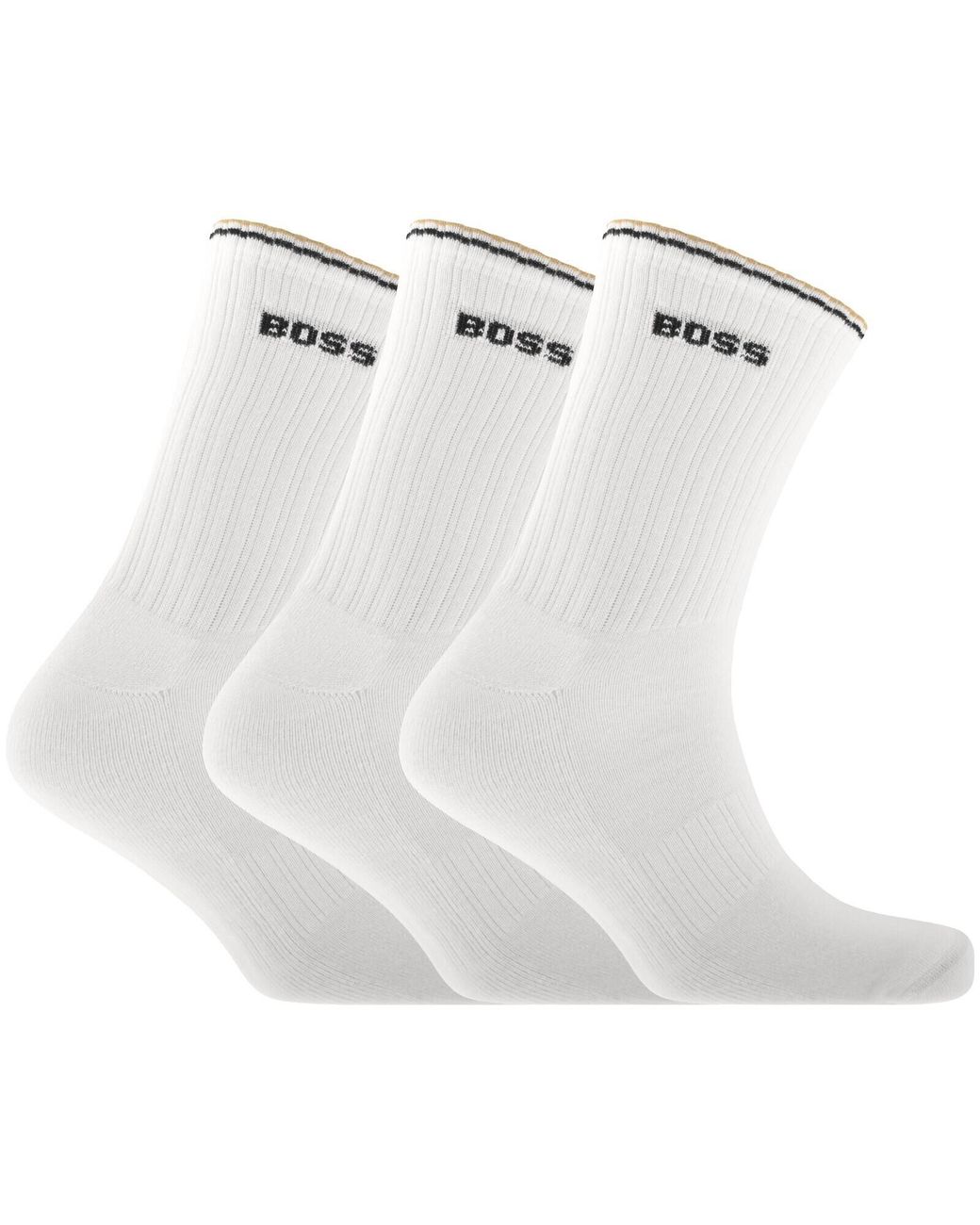 BOSS BUSINESS Boss 3 Pack Quarter Length Rib Socks in White for Men | Lyst