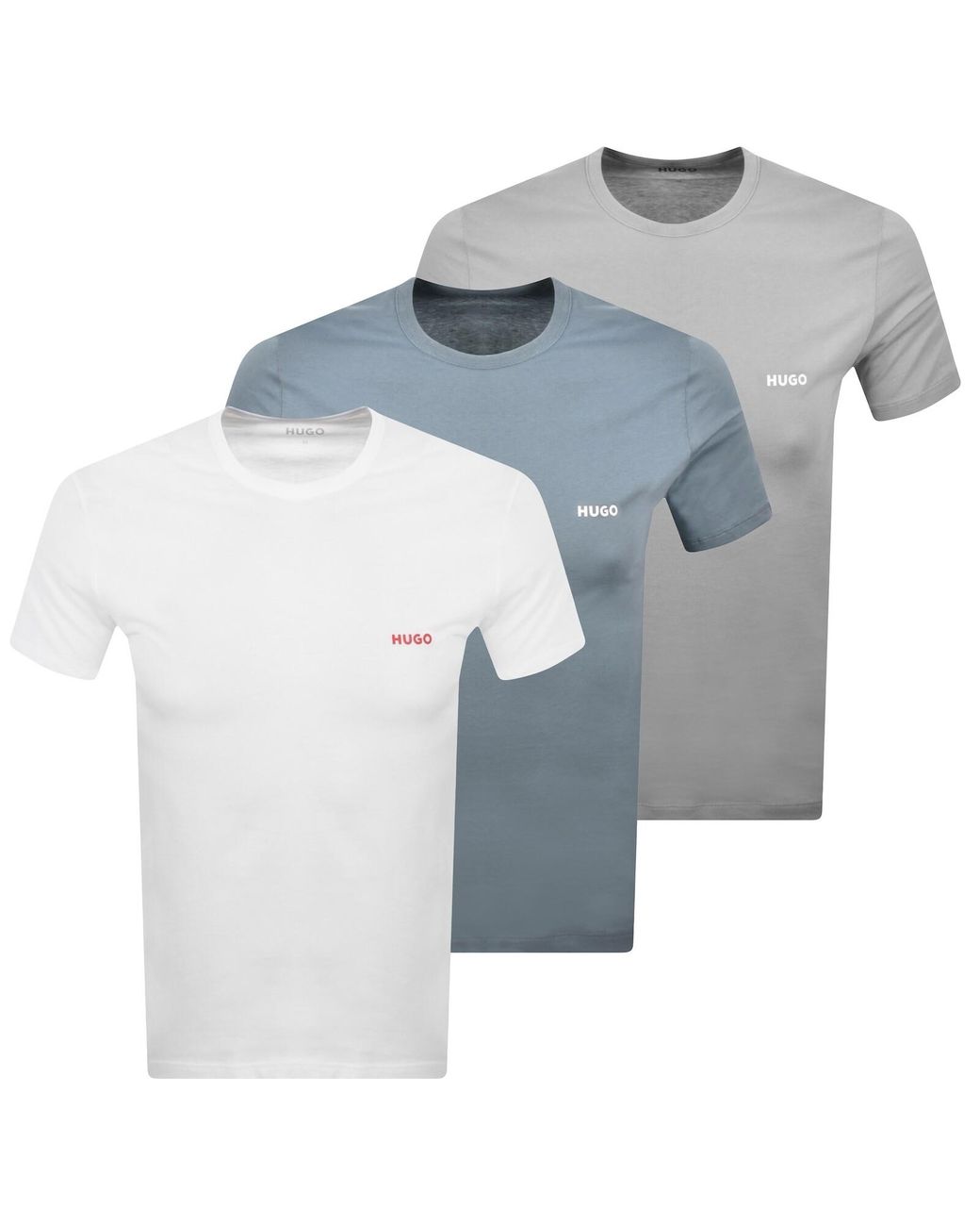 HUGO Blue 3 Pack Crew Neck T Shirts for men
