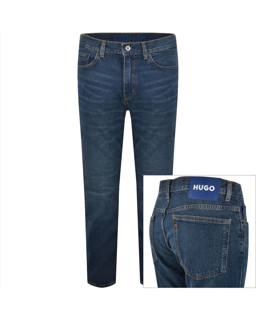 HUGO Blue Ash Mid Wash Slim Fit Jeans for men