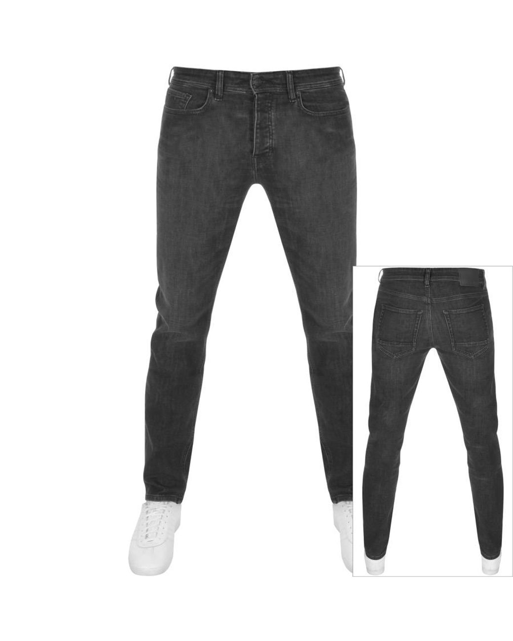 Mens Clothing Jeans Tapered jeans BOSS by HUGO BOSS Denim Taber Tapered Fit Jeans in Black for Men 