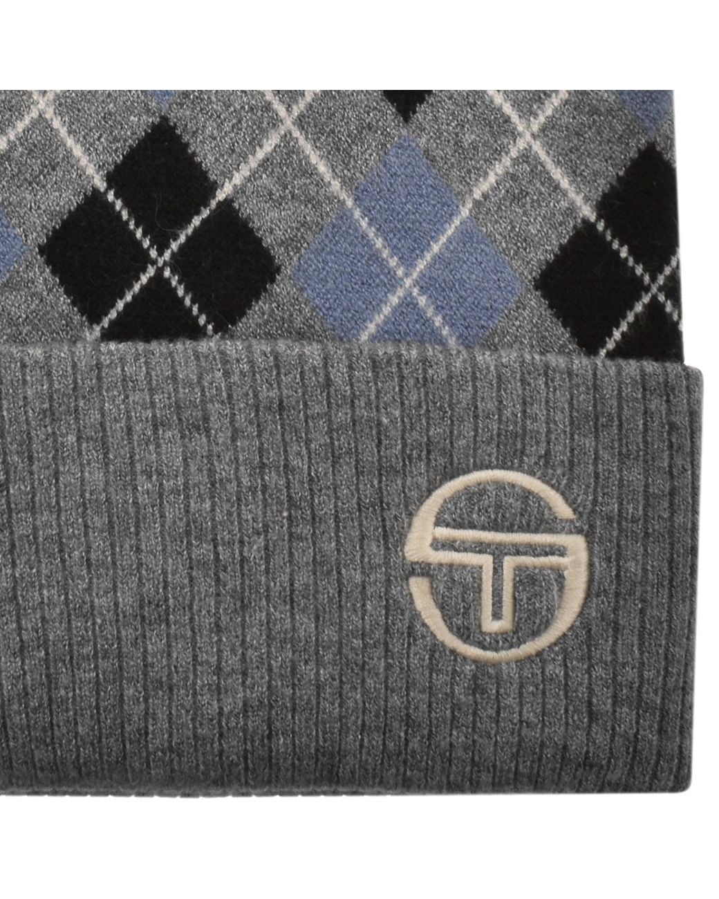 Sergio Tacchini Gray Hamilton Argyle Pom Beanie for men