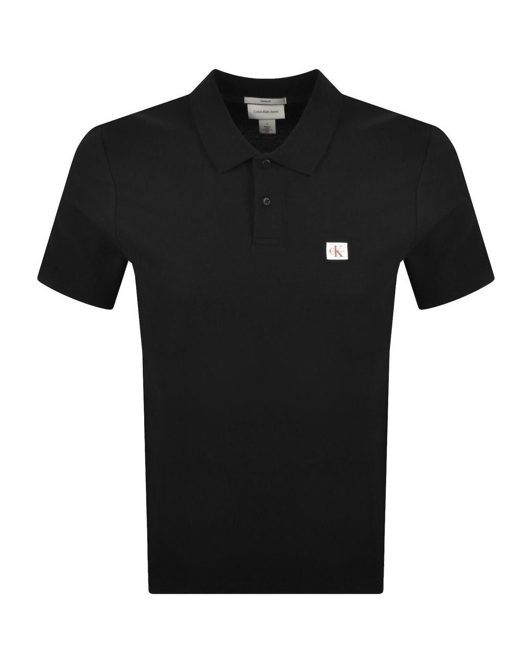 Calvin Klein Black Jeans Micro Waffle Badge Polo for men