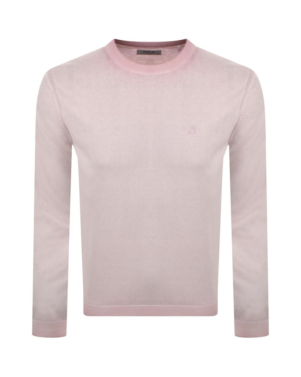 Replay Pink Crew Neck Knit Jumper for men