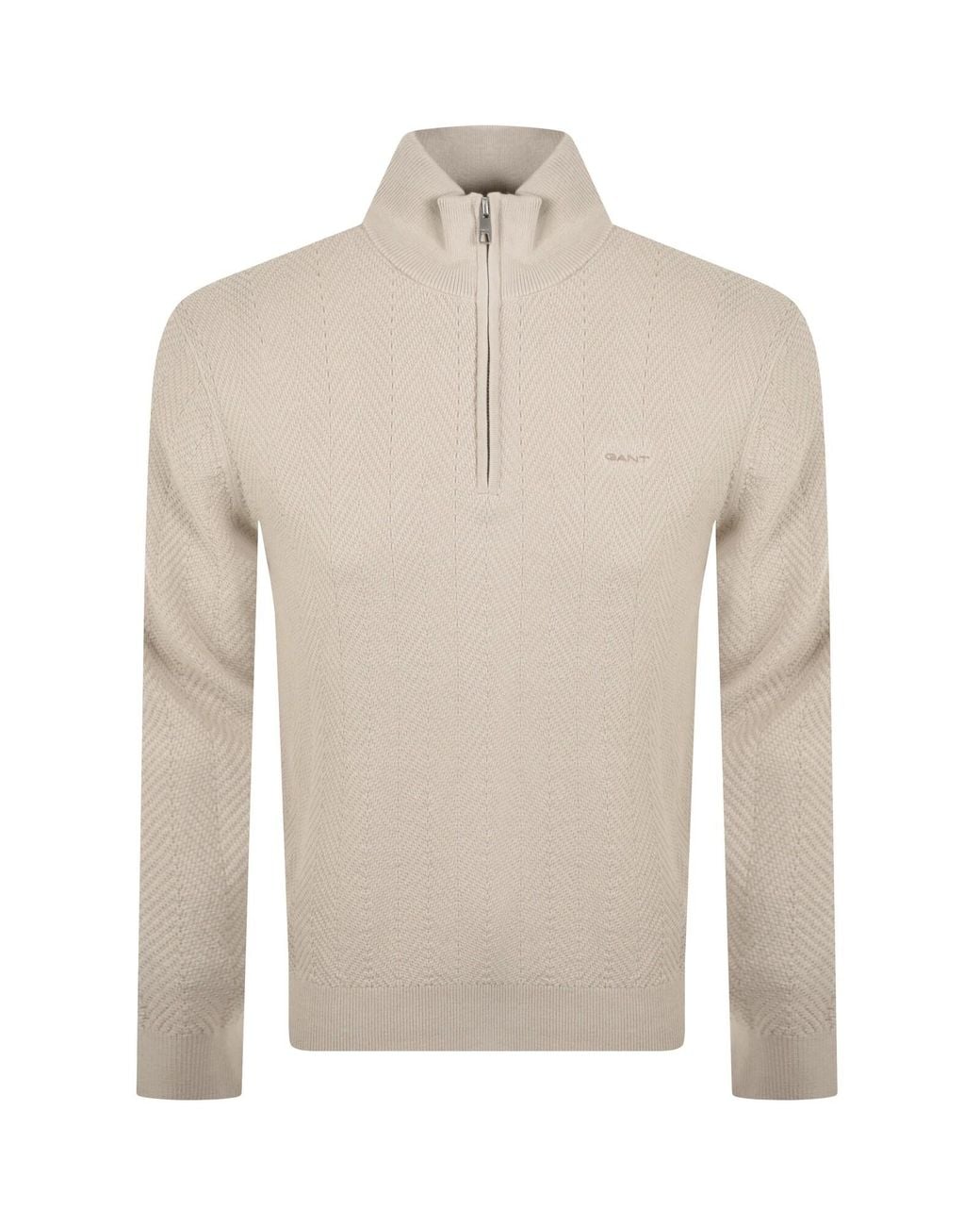 Gant Natural Knit Herringbone Sweatshirt for men