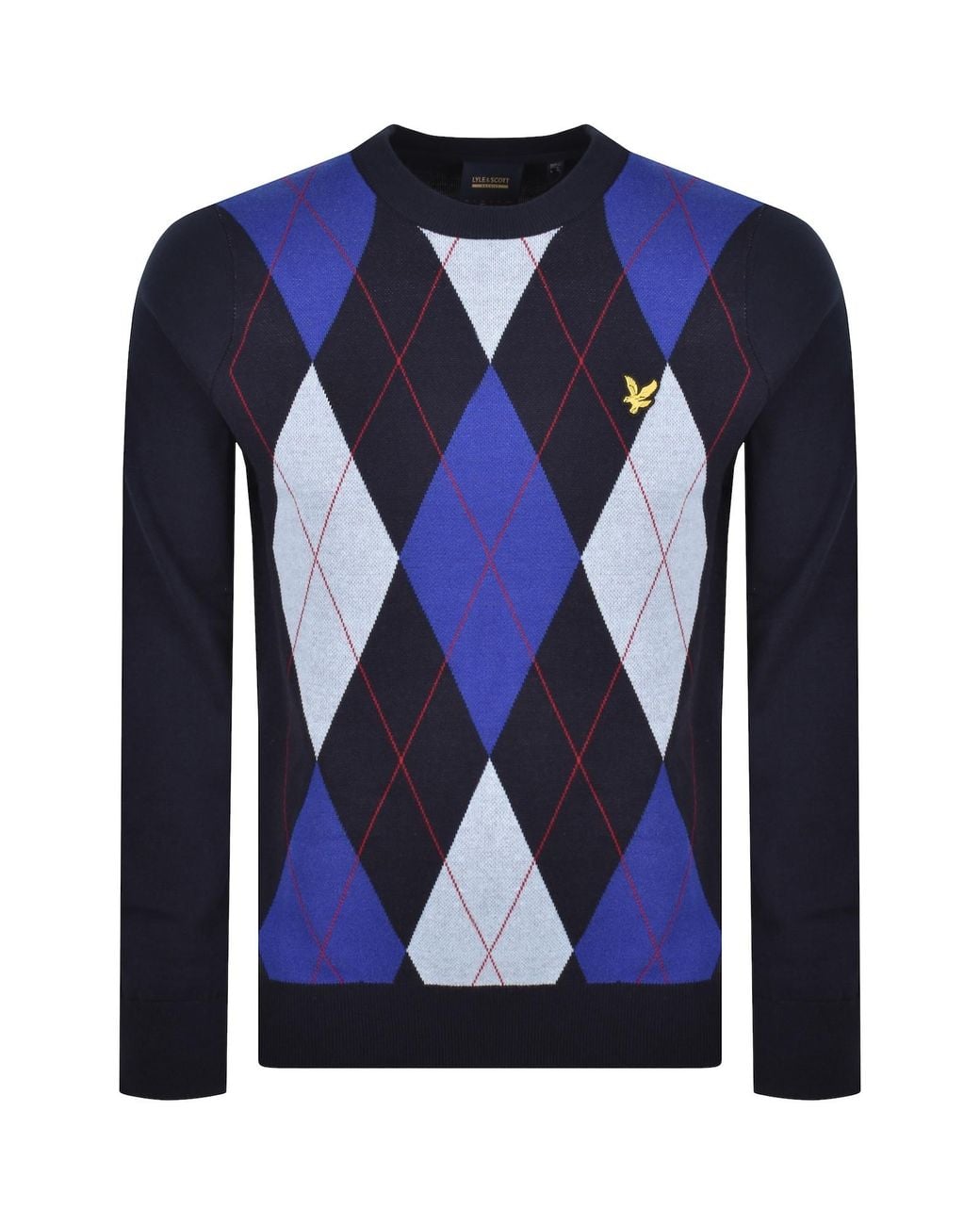 Lyle & Scott Blue Argyle Knitted Jumper for men
