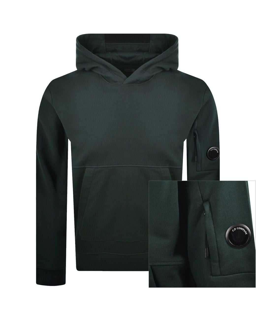 C P Company Green Cp Company Diagonal Raised Hoodie for men