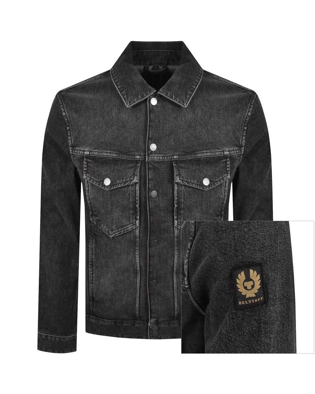 Belstaff Black Piston Trucker Jacket Charcoal for men