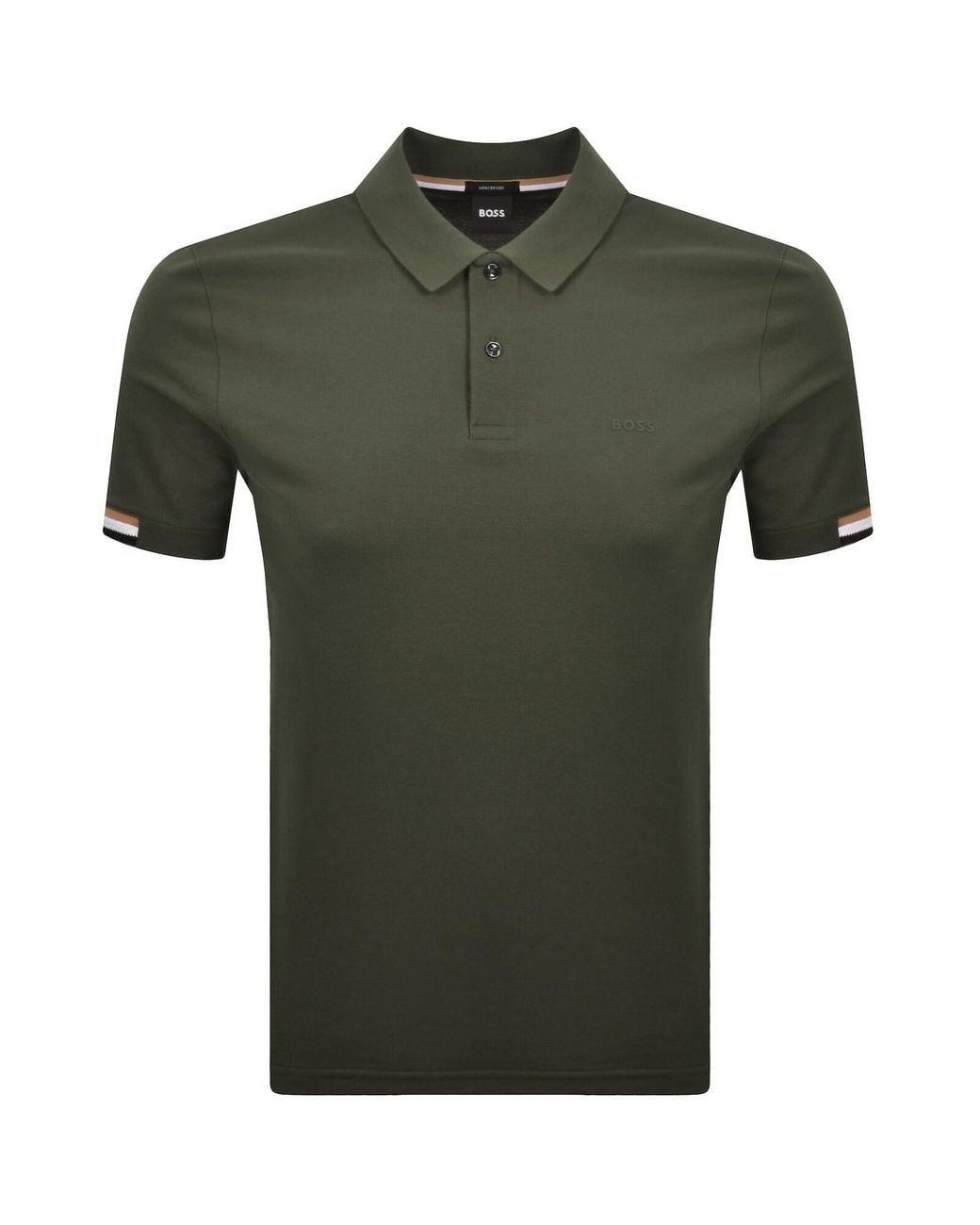 BOSS BUSINESS Green Boss Parlay 147 Mercerised Polo for men
