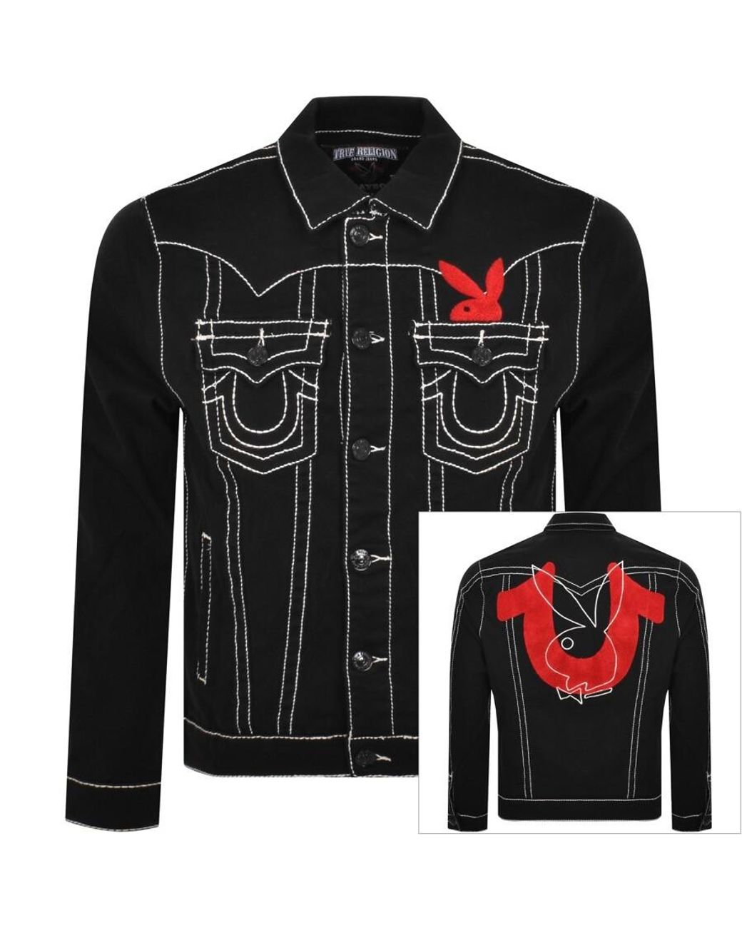 True Religion X Playboy Denim Jacket in Black for Men | Lyst